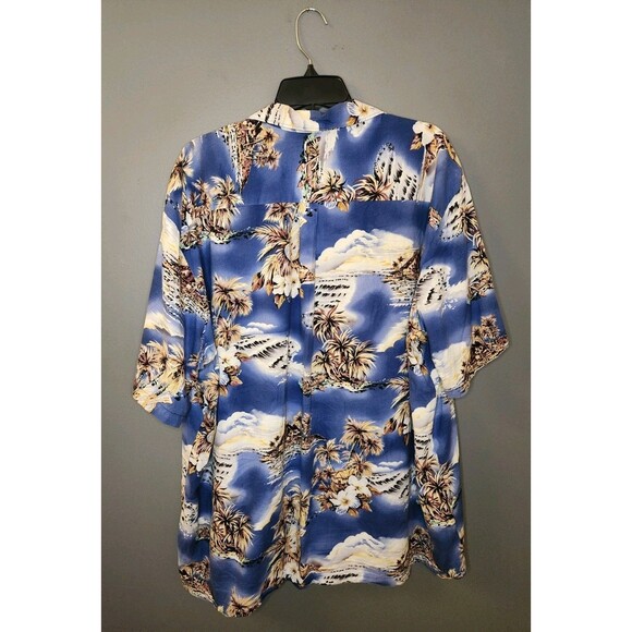 Hilo Hattie Hawaiian Shirt Men's 3XL Blue Short Sleeve Floral Palm Trees‎ Beach - Picture 3 of 4